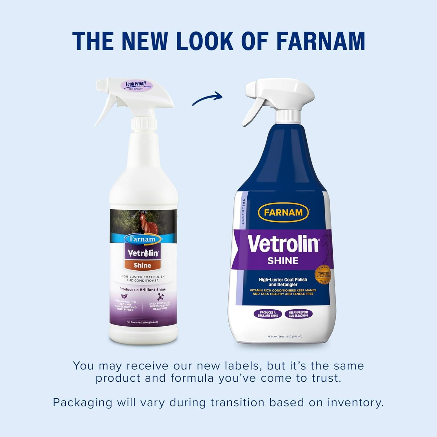 Farnam Vetrolin Shine, High-Luster Coat Polish and Detangler Spray, Ideal for Horses and Dogs, 32 oz.