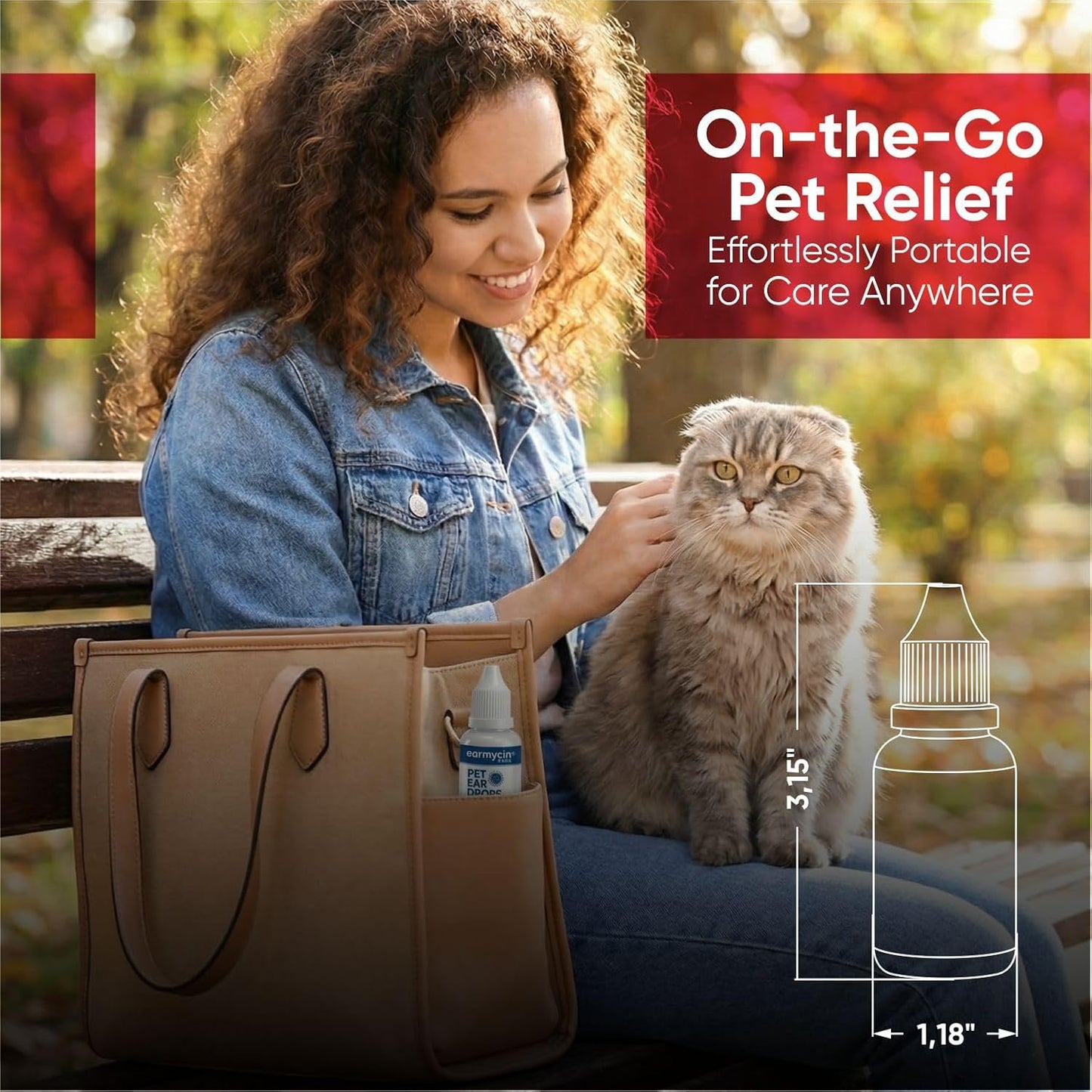 EARMYCIN Pet Ear Care Drops 1 fl oz – Gentle Daily Ear Cleanser for Dogs & Cats, HOCl-Based Non-Irritating Ear Solution, Supports Clean & Comfortable Ears for Pets