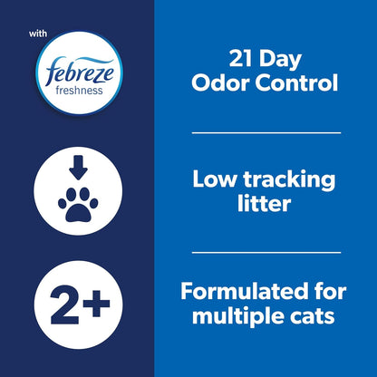 Fresh Step Clean Paws Cat Litter with Febreze Freshness, Advanced Multi Cat Low Tracking Clumping Litter, 37 lbs. (2 x 18.5 lb. Box)