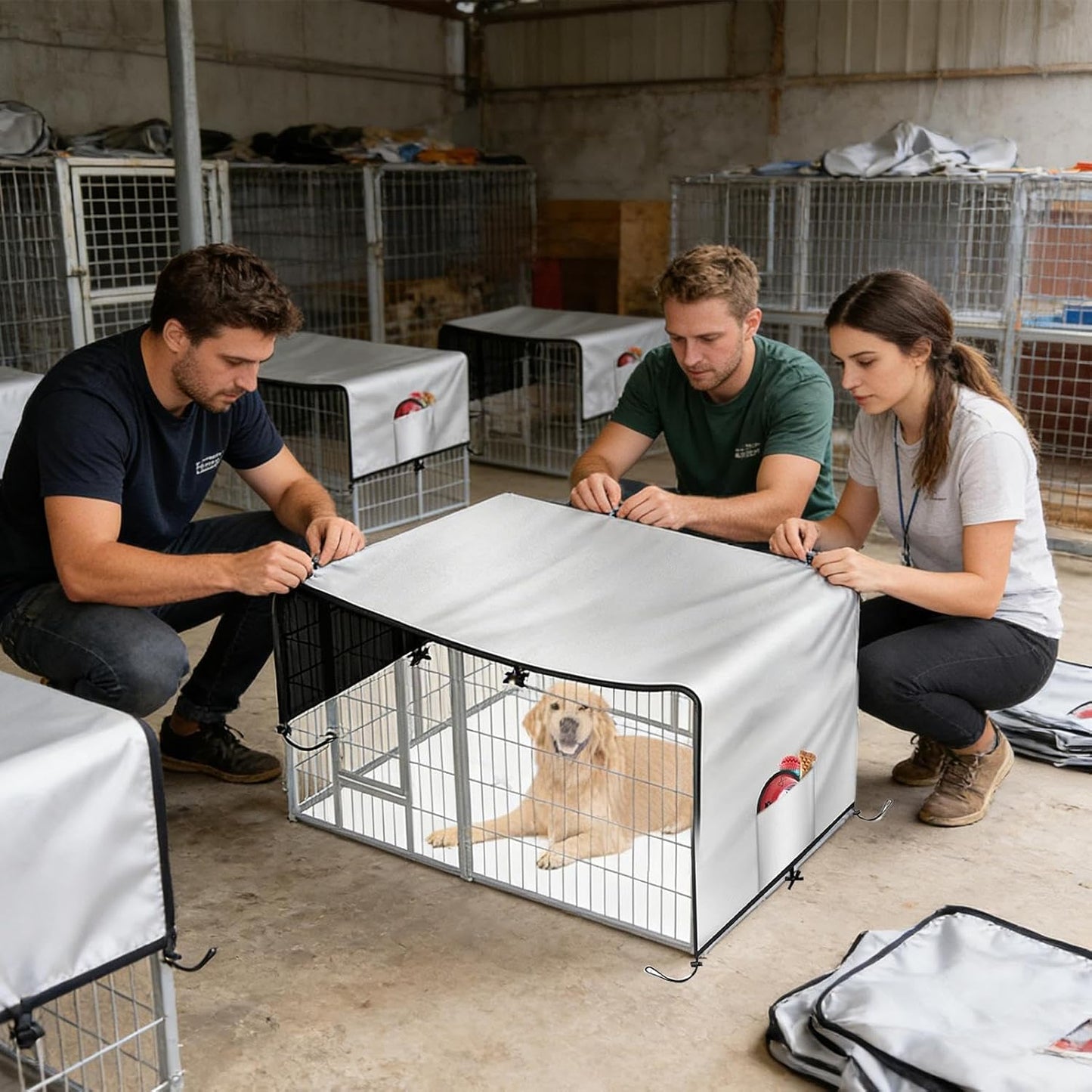 Dog Kennel Cover 210D – Oxford Pet Enclosure Sunshade, Tarp Crate Waterproof Patio, Picnic Outdoor Camping Backyard Beach | Patio Picnic Outdoor Camping Backyard Beach Park Family Gathering