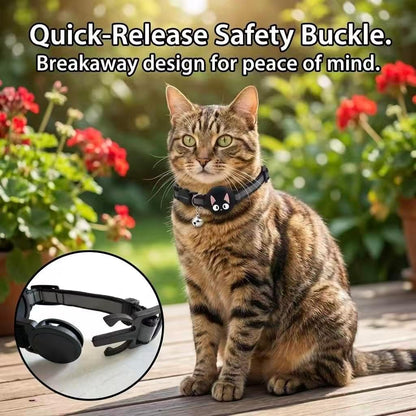 Reflective airtag cat Collar, breakawasy cat Collars witrh airtag Holder and Bell, cat Tracker Collar with Safety Elastic Band (Purple)