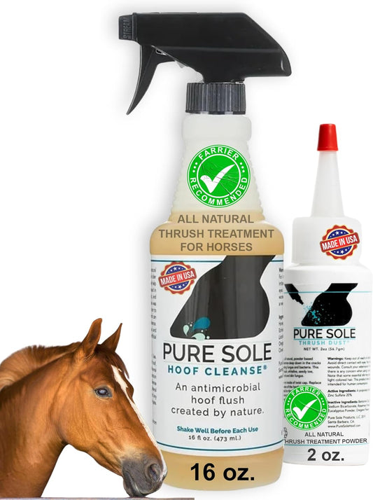 Thrush Treatment for Horses - Pure Sole Thrush Dust (2 oz.) Bundle + Pure Sole Hoof Cleanse (16 oz.)