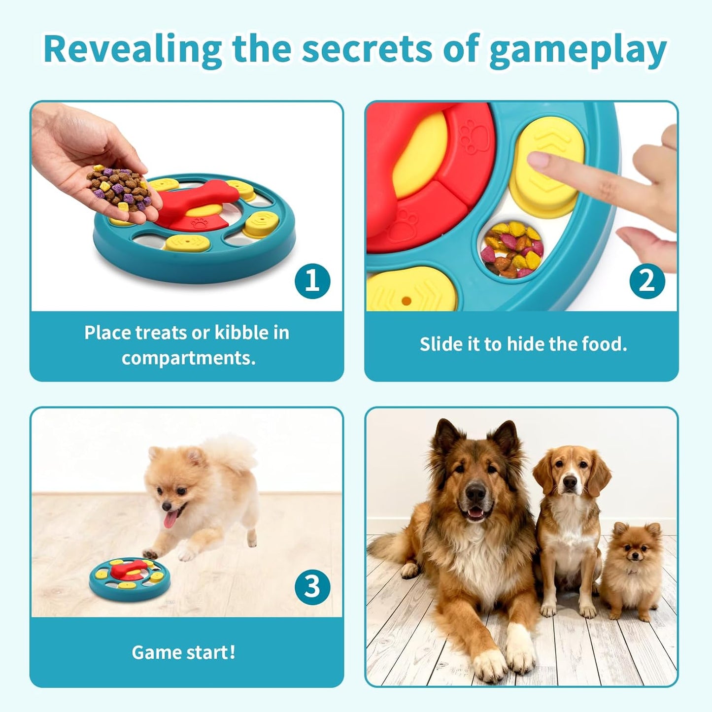 Interactive Dog Toys, Dog Puzzle Toy, Treat Dispensing Enrichment Toys, Food Feeder Toys for IQ Training & Mental Enrichment, Slow Feeder Bowl for Small Medium Large