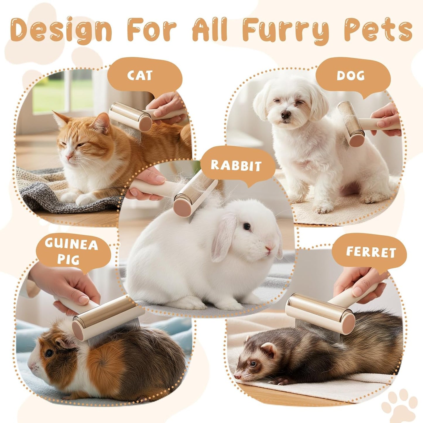 3-in-1 Cat Brush, Pet Hair Removal,Dog Grooming Comb for Shedding,Slicker Brush for Indoor Rabbit Ferret Guinea Pig