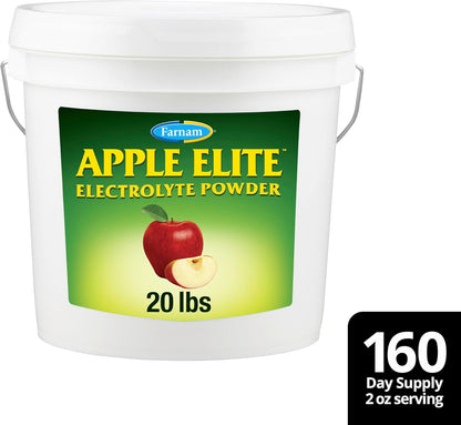 Farnam Apple Elite Electrolyte Supplement for Horses, Replaces Vital Minerals, Encourages Hydration, No Added Sugar, 20 Lbs., 160 Day Supply