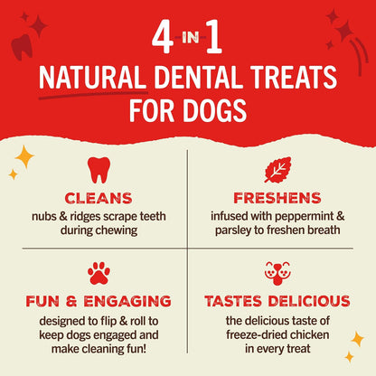 Stella & Chewy's Dental Delights with Freeze-Dried Chicken - Medium Dental Treats for Dogs, 5.5 Ounce Bag