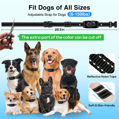 2 Pack Bark Collar, Rechargeable Dog Bark Collar for Large Medium Small Dogs, Smart Training Collar with 5 Adjustable Sensitivity Beep Vibration Harmless Shock, Anti Barking Device for Dogs