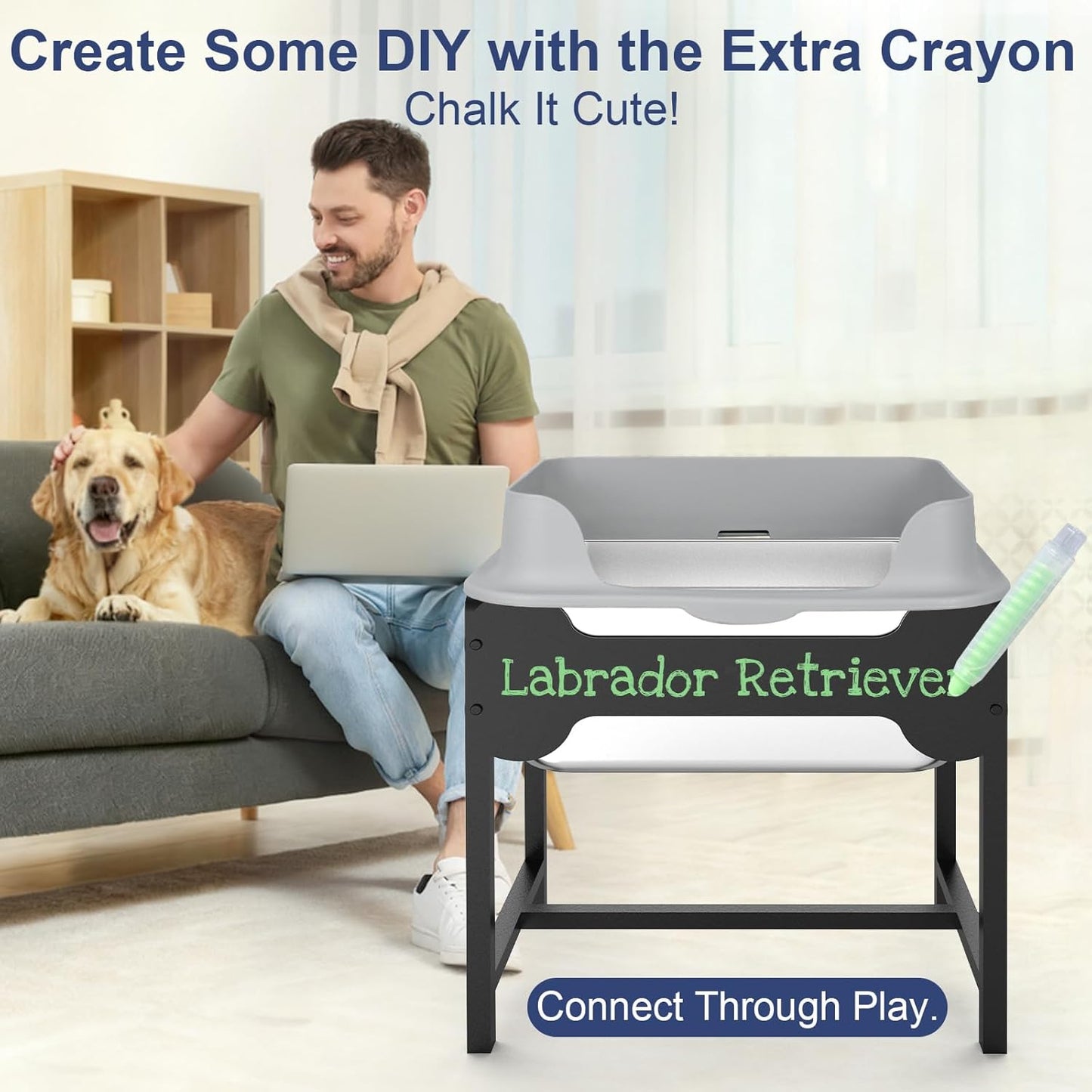 2.5 Gallon No Spill Elevated Dog Water Bowl for Large Breed, 14.2" Tall Stainless Steel Large Raised Dog Food Bowls with Metal Stand for Relief Joint Pressure, Tip- Proof, Easy Clean, Indoor & Outdoor