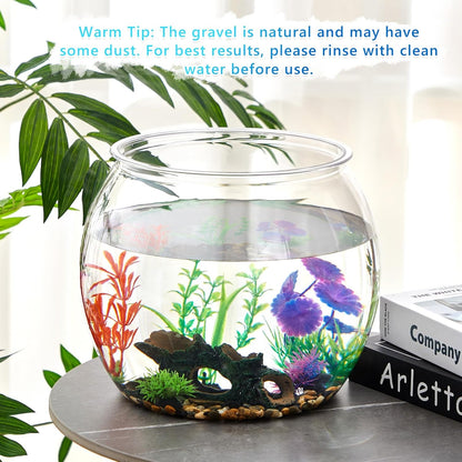 3 Gallon Plastic Betta Fish Bowl with 6 Pcs Artificial Plastic Plants and 500g Decorative Gravel, Betta Fish Tank and Decoration Accessories Small Large Bowl Ornaments Starter Kit