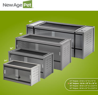 New Age Pet ECOFLEX 36" Wide Medium Reptile Habitat, Mojave Lounge for Snakes, Tortoises & Lizards in Maple, Black & Grey, Easy Assembly, Sliding Glass Doors & Mesh Top