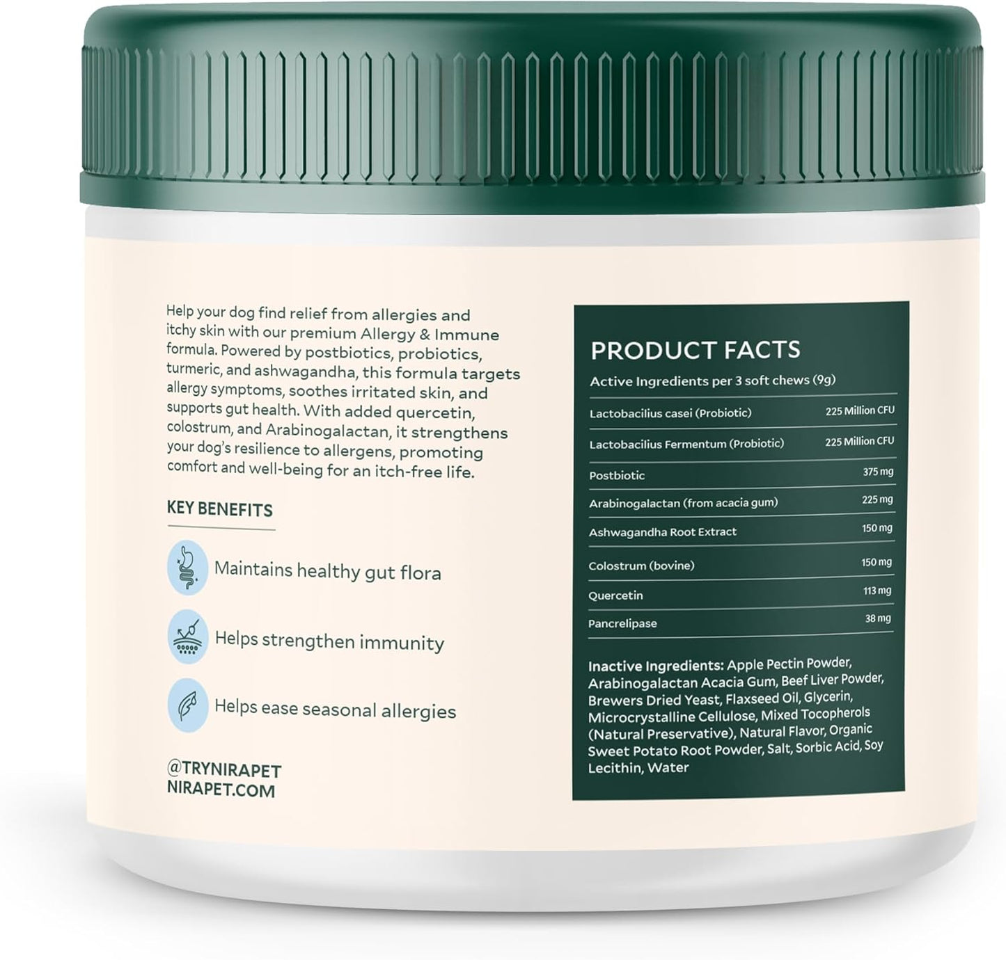 Probiotics for Dogs – 60 Beef-Flavored Chews with Postbiotics, Colostrum, Ashwagandha & Lactobacillus – Supports Gut Health, Immunity, Diarrhea, Gas & Stress