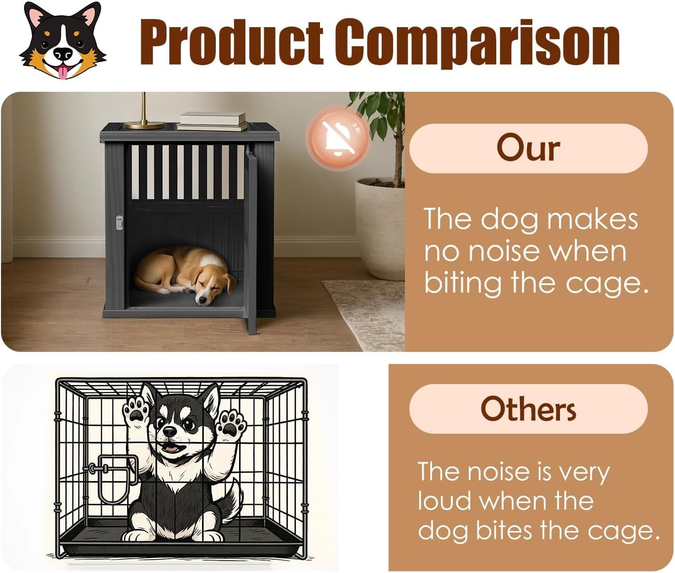 42 Inch Dog Crate Furniture Lockable Dog Kennel Indoor for Large Dogs and Medium Heavy Duty Pet Crate Decorative Pet Cage End Table, Black