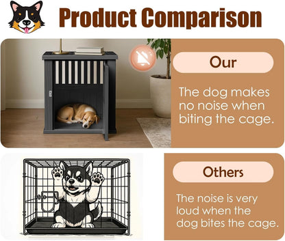42 Inch Dog Crate Furniture Lockable Dog Kennel Indoor for Large Dogs and Medium Heavy Duty Pet Crate Decorative Pet Cage End Table, Black