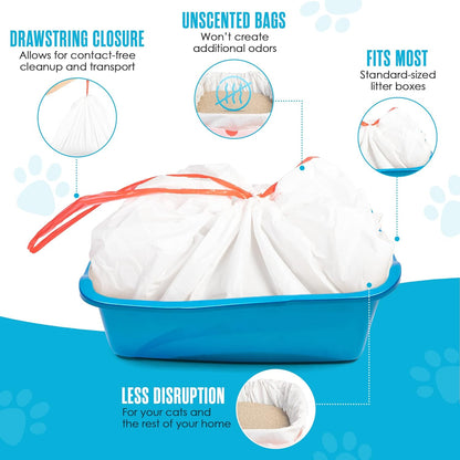 Houseables Cat Litter Bags, Cat Box Liners, Litter Box Liners, Litterbox Bags, 30 Pack, For Kitty Pan, Jumbo, Large, Heavy Duty, Poop Holder, Waste, Trash, Disposable, Unscented, Catliner w/Drawstring