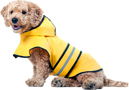 SPOT Rainy Days Slicker - Yellow Dog Rain Jacket With Hood, Reflective Strip for Safety, Leash Hole & Adjustable Velcro Belly Strap, 100% Polyester Water Resistant Pet Raincoat - Medium, 13in Long