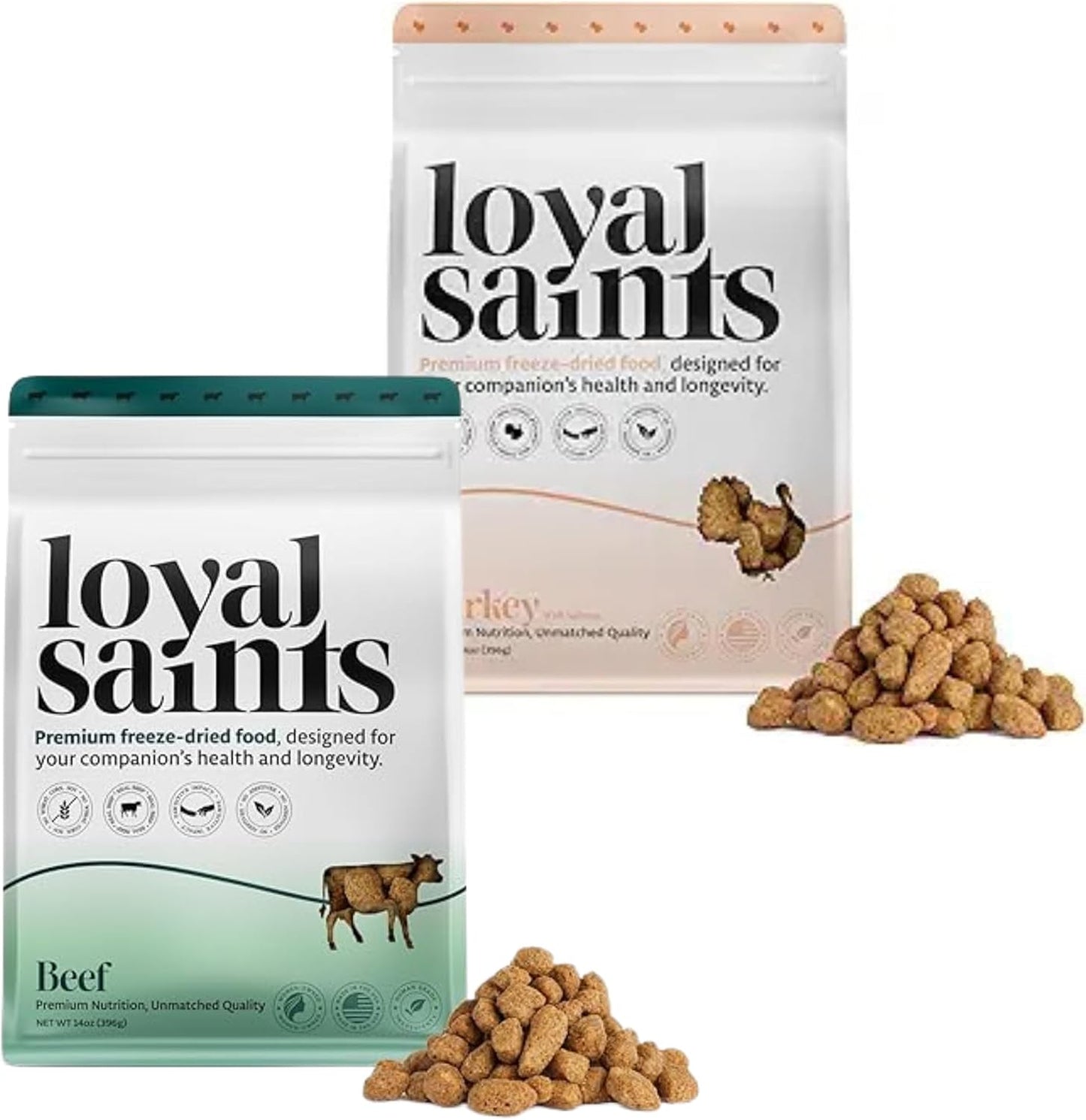 Freeze Dried Raw Dog Food - Beef & Turkey Salmon Flavors, 14 oz. | High Protein and Grain Free Dog Food for All Breeds and Picky Eaters - Versatile as Meal Topper, Snack, and Treats