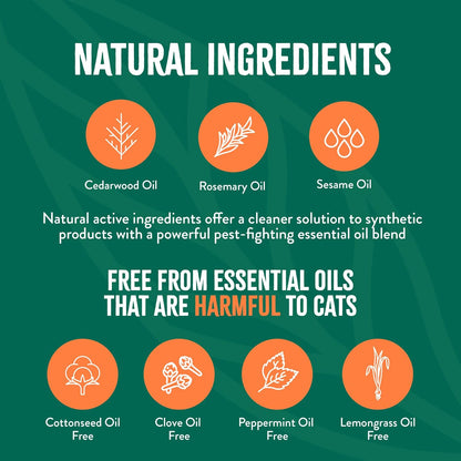 TropiClean Flea and Tick Waterless Shampoo Treatment for Cats, Powerful & Natural Defense, Flea and Tick Prevention for Cats, Made in USA, 7.4oz