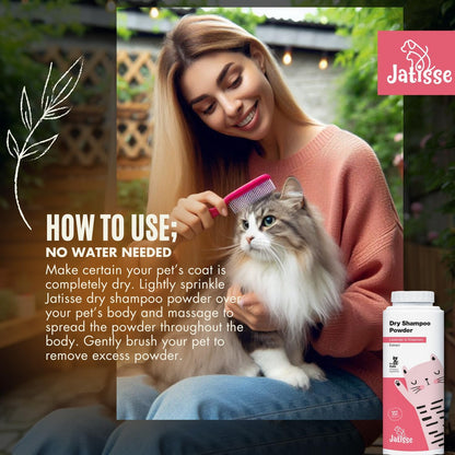 Cat Dry Shampoo Powder with Lavender and Rosemary and Enzymatic Pet Toothpaste | Cat Tooth Brushing Kit | Cat & Dog Dental Care