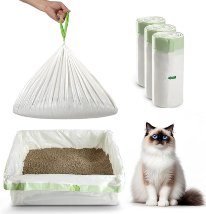 Cat Litter Box Liners Disposal Bags with Tie Handles,Large,37" x 17" Jumbo Drawstring Extra Durable Pet Cat Pan Liners for litter box Extra-Thick Kitty Litter Box Bag-36 Counts (3 Pack)