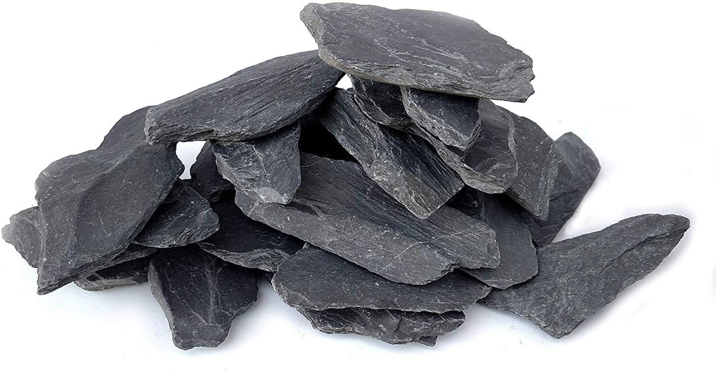 Natural Slate Stone 3 to 5 inch Rocks for Miniature and Fairy Garden, Aquascaping Aquariums, Reptile enclosures & Model Railroad. (5lbs)
