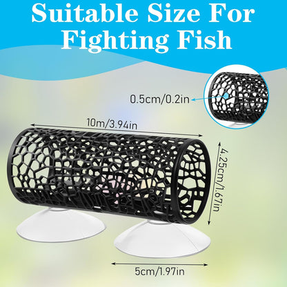 Betta Fish Tank Accessories, Black Hollow Aquarium Tunnel Swim Tube Soft Edged Betta Shelter Cave Safer for Small Fish Shrimp Aquarium Decor Hideout Tube