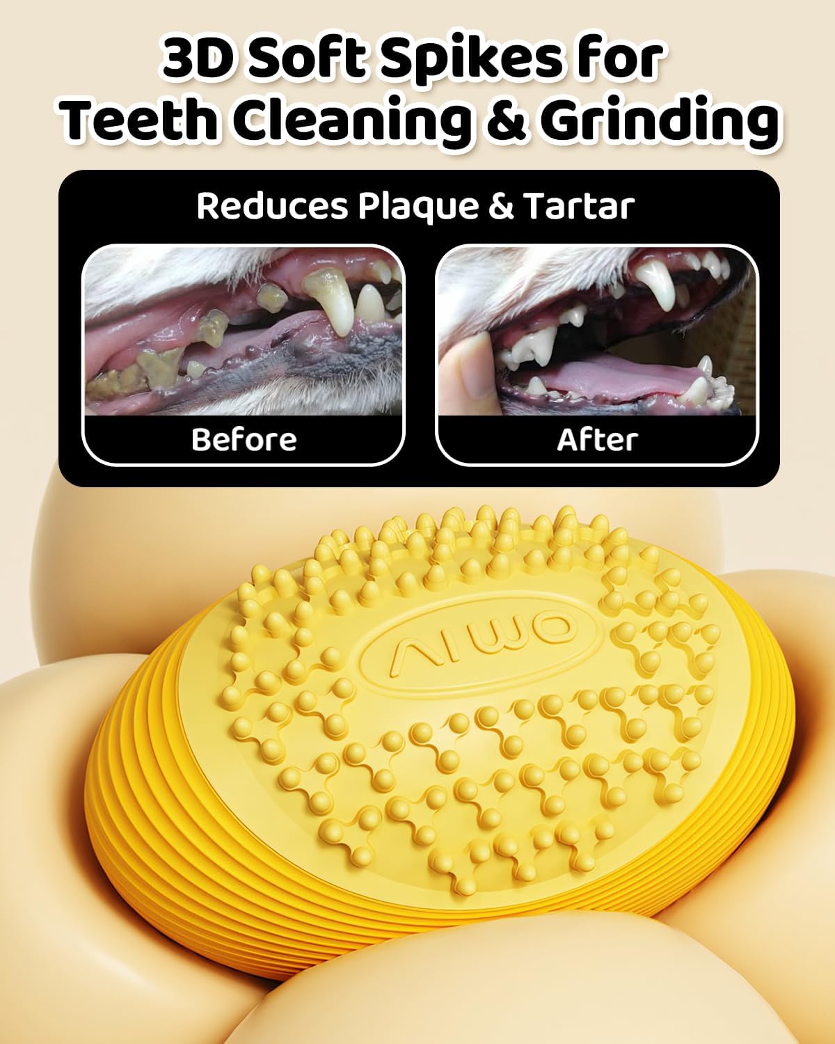 Olive Squeaky Dog Chew Ball for Aggressive Chewers Interactive Fetch Toy, TPR Material, Dental Cleaning Dog Toy for Small Medium Large Dog, Indoor Outdoor Puppy Chew Toy Orange