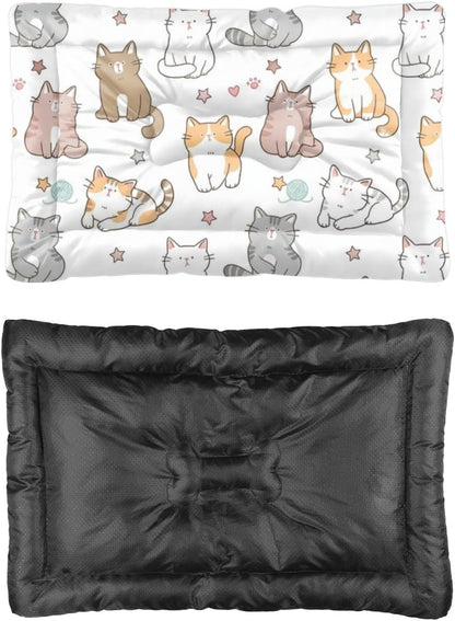 Ultra Soft Cat Bed with Anti-Slip Bottom, Cute Cats Dog Things Dog Sleeping Pad Catbed Cozy Mattress for Indoor& Outdoor Sofa Cars, Machine Washable 24 X 36 Inch