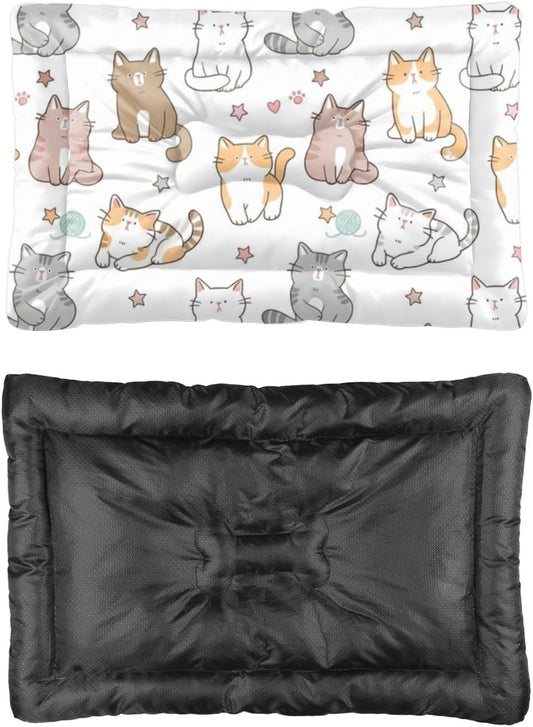 Ultra Soft Cat Bed with Anti-Slip Bottom, Cute Cats Dog Things Dog Sleeping Pad Catbed Cozy Mattress for Indoor& Outdoor Sofa Cars, Machine Washable 24 X 36 Inch
