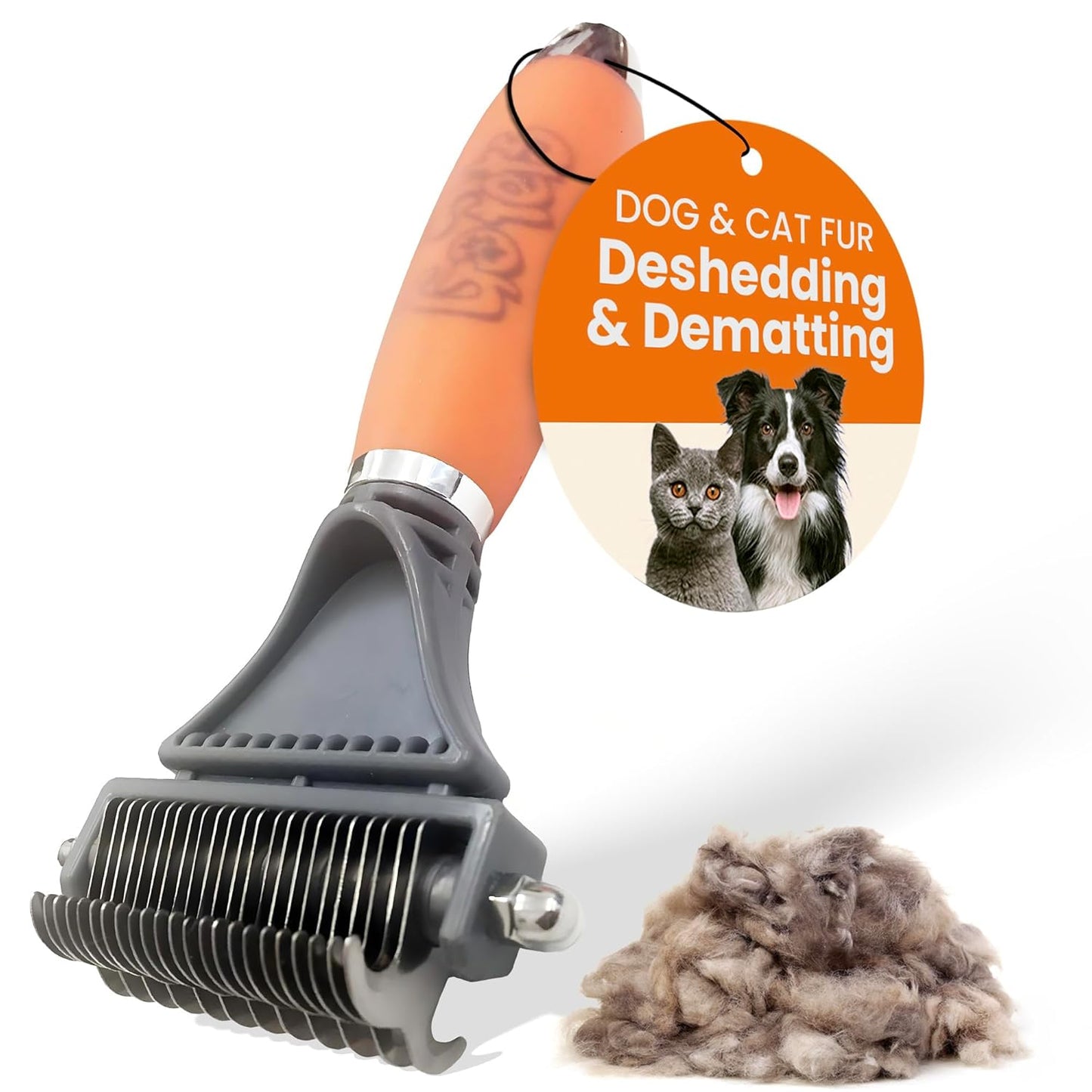 GoPets Double-Sided Dematting Tool & Deshedding Brush for Dogs & Cats, Pet Friendly Undercoat Rake for Shedding, Mat Remover for Long & Thick Coats, Dog Comb for Grooming, Cat Hair Detangler