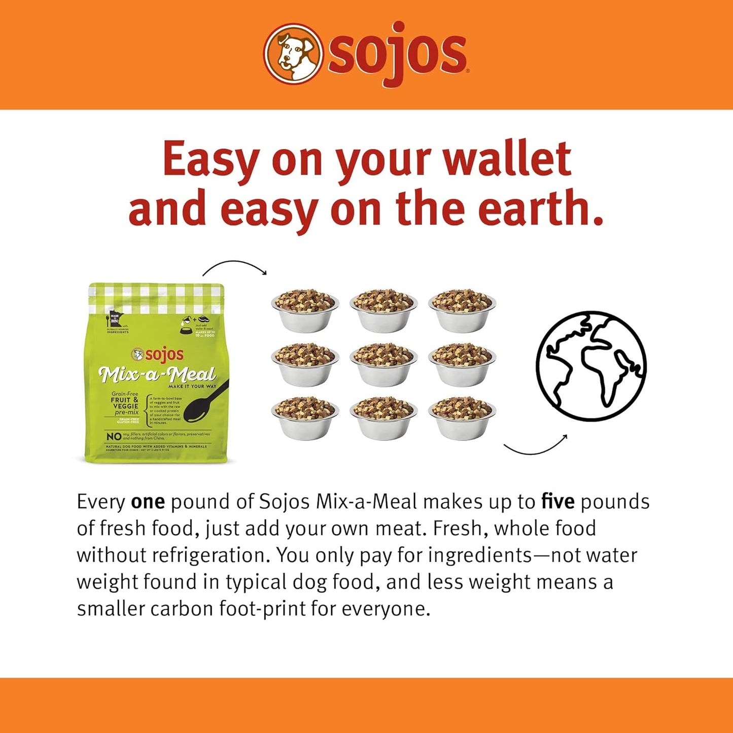 Sojos Mix-A-Meal Grain-Free Pre-Mix Dehydrated Dog Food, 8 lb