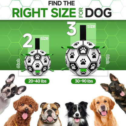 QDAN Premium Dog Toys Balls, Dog Soccer Ball with Straps, Dog Birthday Gifts, Herding Ball, Durable Balls for Small Medium Pet, Puppy Outdoor Toy, Pet Training Soccer Ball, World Cup Soccer (6 Inch)
