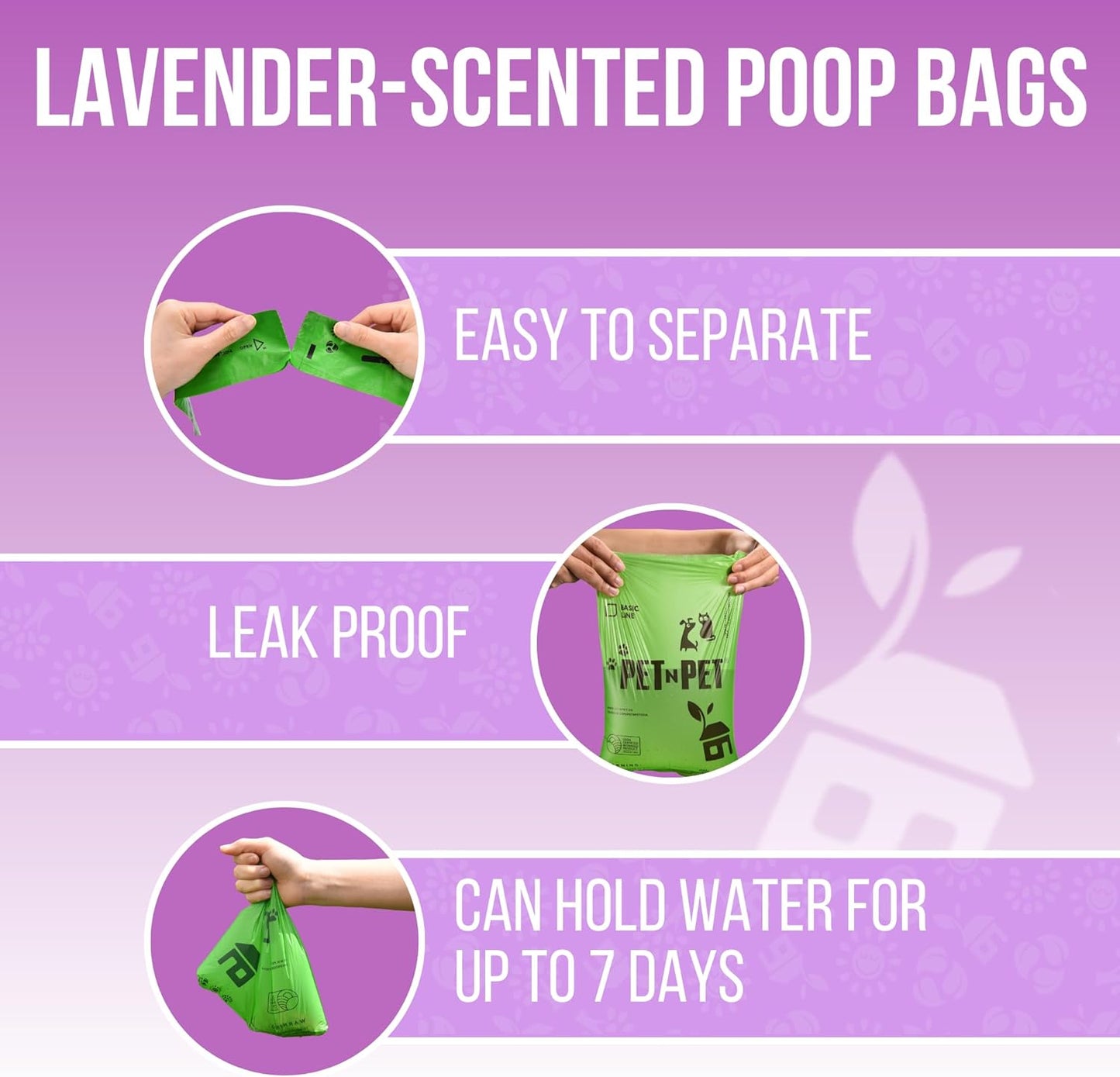 Pet N Pet 1080 Counts Green, Lavender Scented Poop Bags for Dogs, 38% Plant Based & 62% PE + 100% Plant Based Dog Wipes for Paws and Butt, 400 Counts Dog Pet Wipes, 8" x 8" Hypoallergenic Wipes