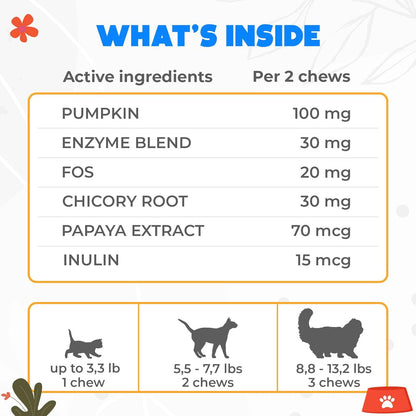 Probiotics for Cats Chews 200PCs - Digestive, Gut Health & Diarrhea Support - Probiotic Chews for Feline - Expert Approved US Formula with Cat Probiotics, Enzymes & Natural Ingredients - Salmon