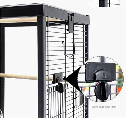 Bird Cage Clear Acrylic Bird Aviary Portable Tall Tiel Cage Parrot Cage Flight Birdcag Bird Carrier with Wooden Stand Travel Cage(White)