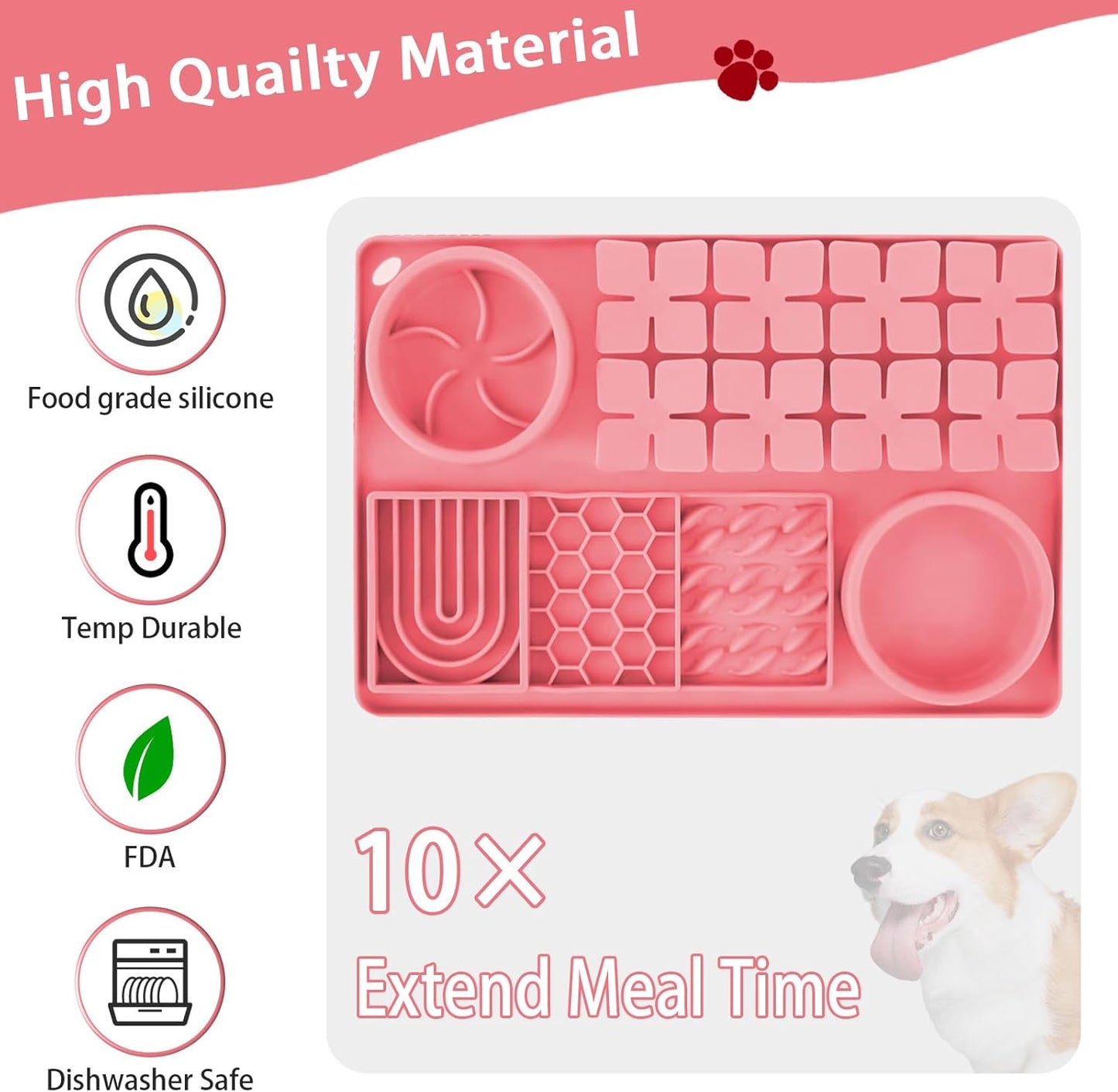 Lick Mat for Dogs with Suction Cups,Silicone Dog Lick Mat,Slow Feeder Bowl,Dog Puzzle Toy,Interactive Sniff Mat for Bored Puppies,Snuffle Mat for Pet Smell Training and Slow Eating