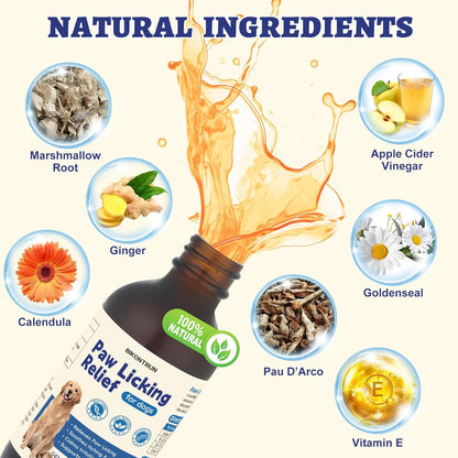 Paw Licking Relief for Dogs, Dog Licking Paws Treatment, Herbal Supplement for Soothes Itching & Redness and Calms Irritation & Discomfort, Dog Paw Licking Drop with Bacon Flavor (2 FL OZ)