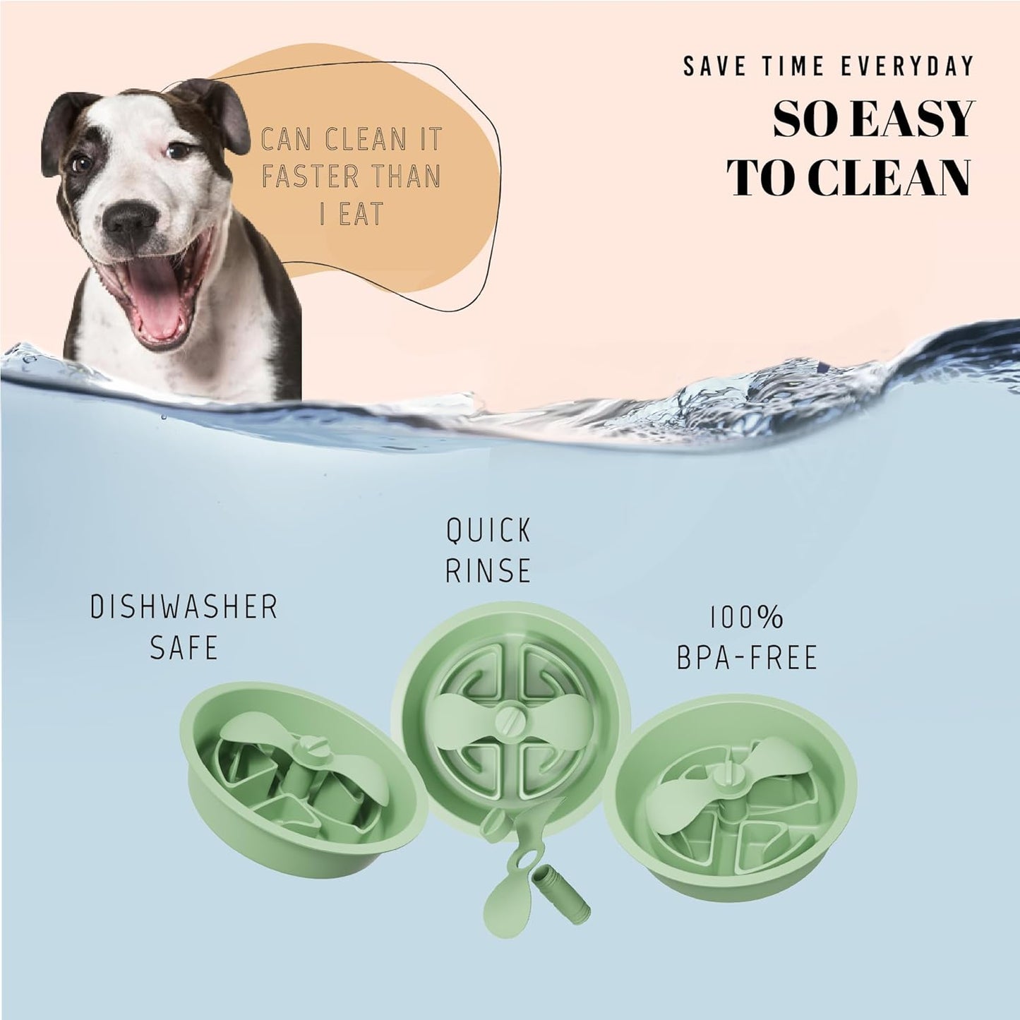 AVERYDAY Slow Feeder Dog Bowls for Large Breed, 2.5 Cups Deep Food Puzzle Bowl with Spinning Slow Feeder Insert, Non-Slip Bottom, Fits for Raised Stand, Hard Maze Design for Medium and Large Dogs