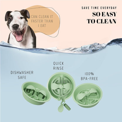 AVERYDAY Slow Feeder Dog Bowls for Large Breed, 2.5 Cups Deep Food Puzzle Bowl with Spinning Slow Feeder Insert, Non-Slip Bottom, Fits for Raised Stand, Hard Maze Design for Medium and Large Dogs