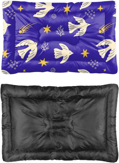 Royal Blue Dove Star Dog Bed Machine Washable Dog Cage Mats for Crates Crate Pad for Dogs Washable Puppy Bed Crate Non-Slip Pet Pet Mat Products Dogs Indoor Outdoor 24X18 Inch