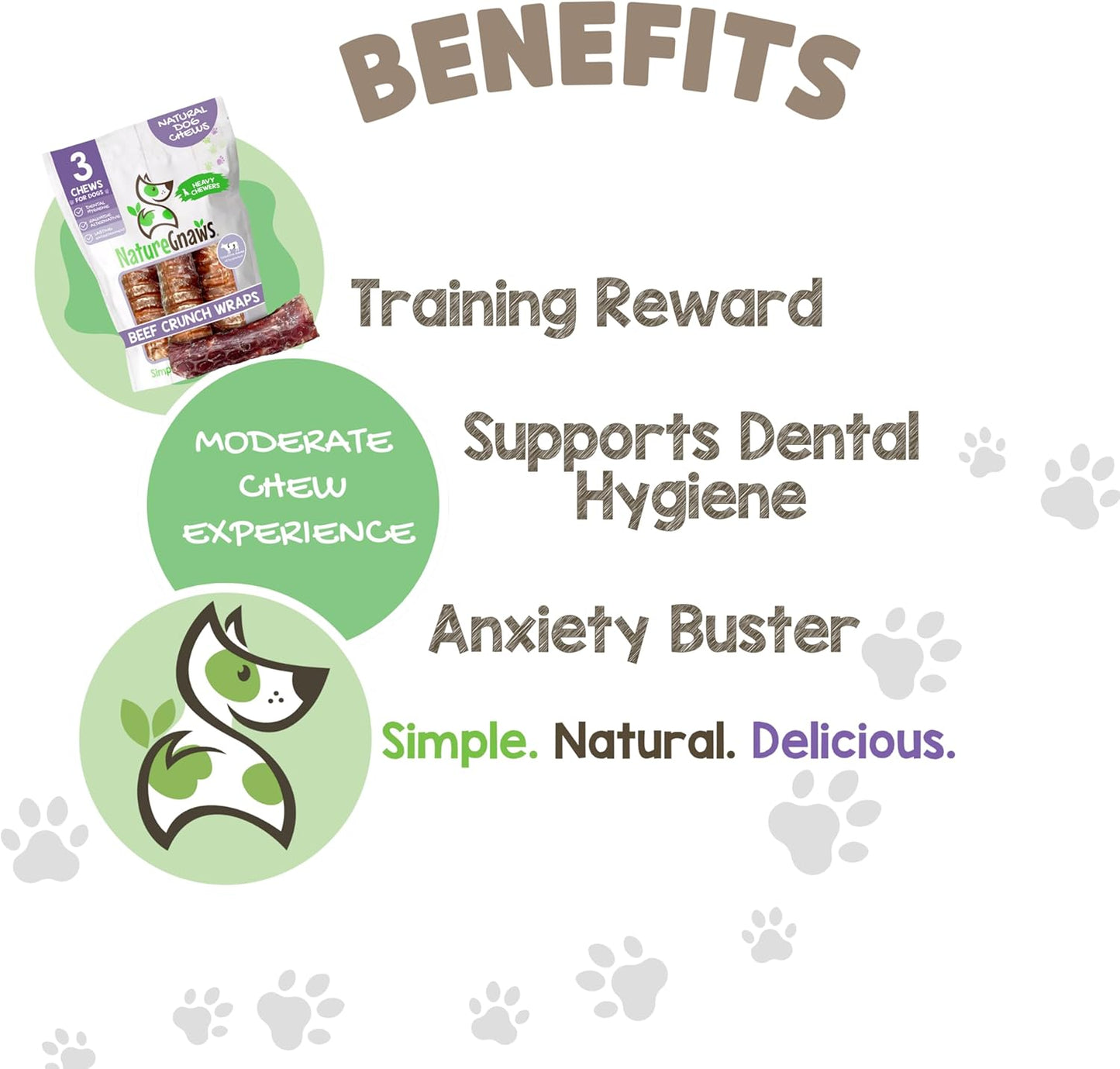 Nature Gnaws Beef Trachea Crunch Wraps for Dogs (3 Count) - Long Lasting Natural Beef Jerky Dog Chew Bones - Rawhide Free