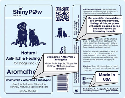 Dog Itch Relief Spray by Shiny Paw 16 oz | Aloe Vera & Eucalyptus Skin Itch Remedy | Dog Hot Spot Spray | Natural Anti Itch Spray for Pets | Dog Itchy Skin Relief | Made in USA