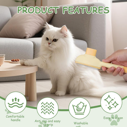 2PCS Self Cleaning Pet Flea Comb Grooming Brush, Fine Tooth Cat Knot Removal Comb for Indoor Cats