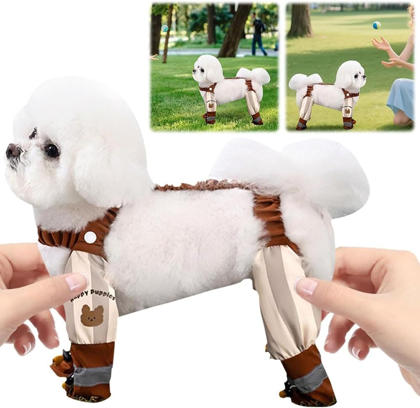 Anti Dirt Pants for Dogs Outdoor Dust-Proof Dog Pants Waterproof Boot Rain Boots with Suspender Anti-Slip Dog Paw Protector Shoes Adjustable Anti-Slip Boots for Walking Hiking (L)