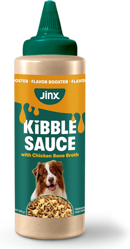Jinx Kibble Sauce for Dogs - Premium Dog Food Kibble Topper Sauce & Flavor Booster Made with Chicken Bone Broth - All-Natural Ingredients, No Additives or Fillers - 12 Oz