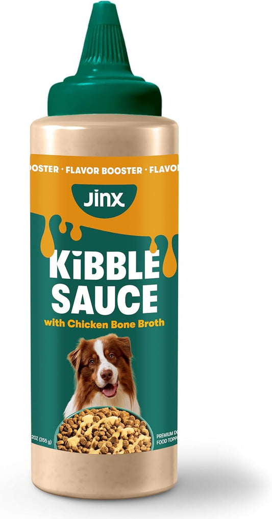 Jinx Kibble Sauce for Dogs - Premium Dog Food Kibble Topper Sauce & Flavor Booster Made with Chicken Bone Broth - All-Natural Ingredients, No Additives or Fillers - 12 Oz