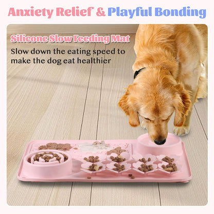 Silicone Lick Mat for Dogs & Cats – Slow Feeder Dog Bowl, Non-Slip Licking Mat for Large & Small Breeds, Puzzle Feeder & Snuffle Mat for Fast Eaters, Interactive Pet Food Mat