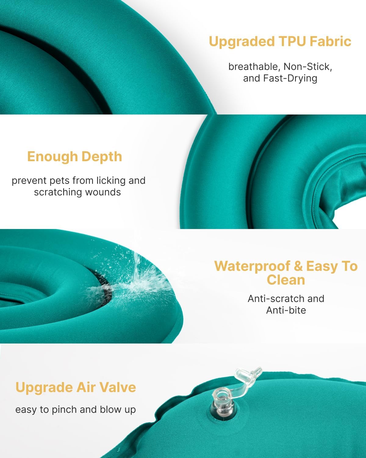 MIDOG Soft Inflatable Dog Cone - Comfortable Alternative After Surgery That Doesn't Block Vision, Patented Donut Recovery Collar Prevents Licking for Large & Medium Dogs (L)