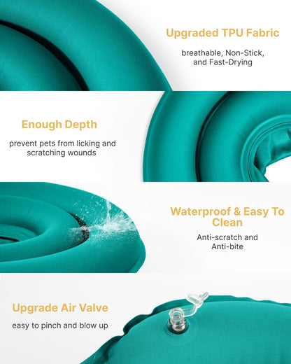 MIDOG Soft Inflatable Dog Cone - Comfortable Alternative After Surgery That Doesn't Block Vision, Patented Donut Recovery Collar Prevents Licking for Large & Medium Dogs (L)