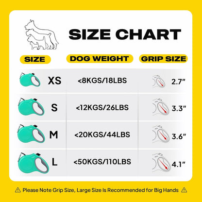 Fida Retractable Dog Leash with Dispenser and Poop Bags, 10 ft Pet Walking Leash for X-Small Dog or Cat up to 18 lbs, Anti-Slip Handle, Tangle Free, Reflective Nylon Tape (XS, Teel)