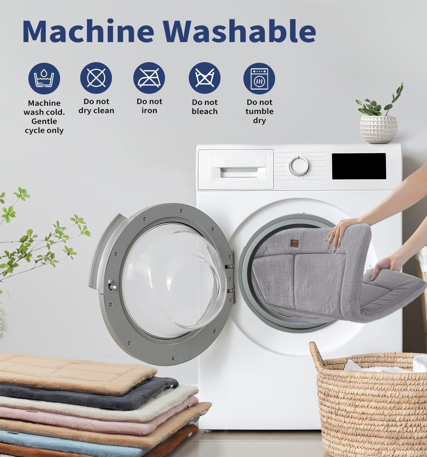 Made4Pets Dog Crate Pad Bed for Medium Large Dogs, Washable & Reversible, Anti-Slip Kennel Mat for Cozy Sleeping, Soft Fluffy Dog Bed for Indoor & Outdoor Use, 35"x23", Gray